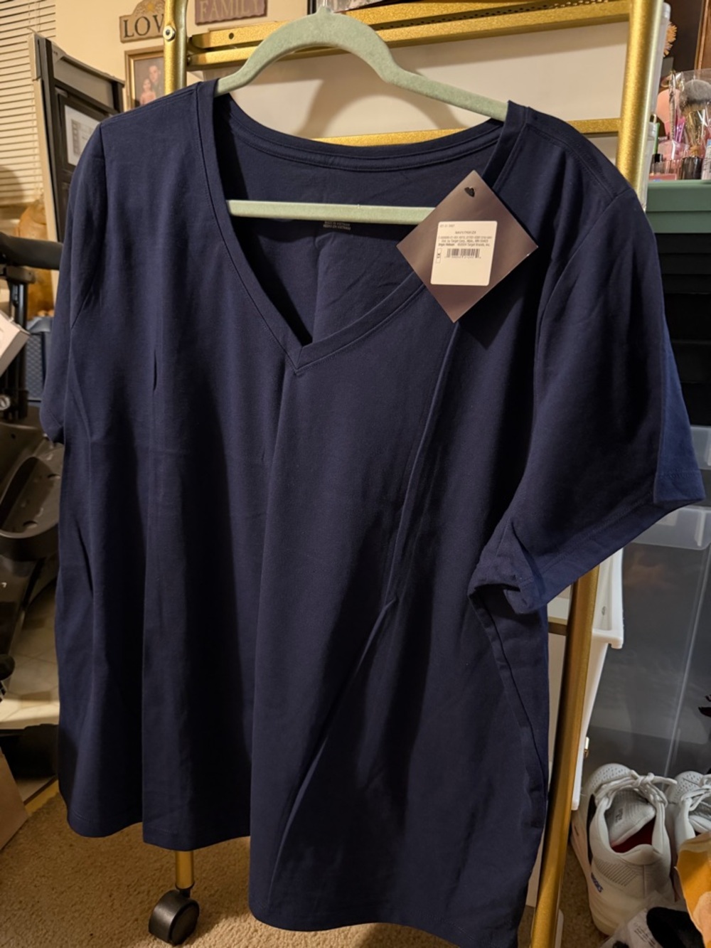 Ava & Viv Navy V-Neck Short Sleeve Top